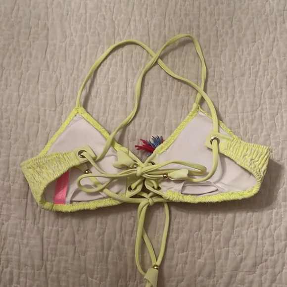Victoria's Secret Padded Lace Bikini Top Neon Yellow Size XS - Picture 3 of 4